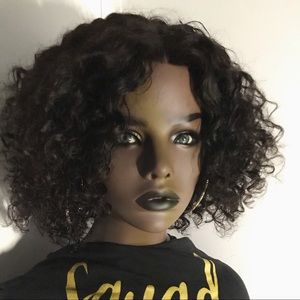 10 inch curly lace front bob wig